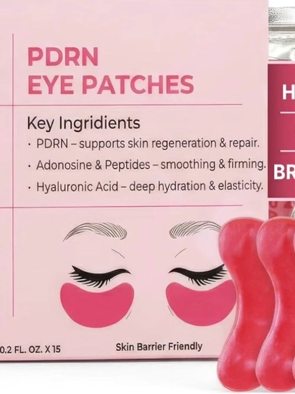 Revitalizing Hydrogel Eye Patches Pink 15 Pairs Caffeine Hyaluronic Acid
